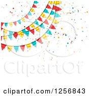 Clipart Of A Party Background With Colorful Bunting Flags On White Text Space Royalty Free Vector Illustration by vectorace
