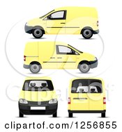 Yellow Mini Van In Different Positions