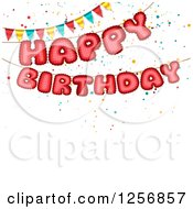 Clipart Of A Festive Party Bunting Flag Banner Over White With Text Space And Happy Birthday Text Royalty Free Vector Illustration