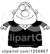 Clipart Of A Black And White Happy Chubby Male Judge Royalty Free Vector Illustration