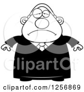 Clipart Of A Black And White Sad Depressed Chubby Male Judge Royalty Free Vector Illustration