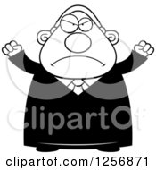 Poster, Art Print Of Black And White Mad Chubby Male Judge Waving His Fists