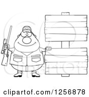 Poster, Art Print Of Black And White Chubby Male Hunter With Wood Signs