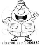 Clipart Of A Black And White Chubby Male Hunter With An Idea Royalty Free Vector Illustration by Cory Thoman