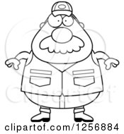 Clipart Of A Black And White Chubby Male Hunter With A Mustache Royalty Free Vector Illustration by Cory Thoman