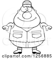Clipart Of A Black And White Chubby Male Hunter Royalty Free Vector Illustration by Cory Thoman