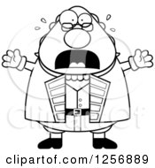 Clipart Of A Black And White Scared Screaming Chubby Benjamin Franklin Royalty Free Vector Illustration by Cory Thoman