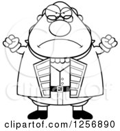 Clipart Of A Black And White Mad Chubby Benjamin Franklin Waving His Fists Royalty Free Vector Illustration