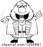 Clipart Of A Black And White Chubby Benjamin Franklin With An Idea Royalty Free Vector Illustration