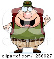 Poster, Art Print Of Chubby Caucasian Hiker Man With Camping Gear And An Idea