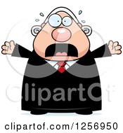 Clipart Of A Scared Screaming Chubby Caucasian Male Judge Royalty Free Vector Illustration