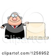 Poster, Art Print Of Chubby Caucasian Male Judge With A Scroll Sign