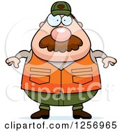 Poster, Art Print Of Chubby Caucasian Male Hunter With A Mustache