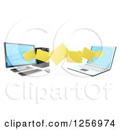Poster, Art Print Of 3d Desktop And Laptop Computer Transfering Files For Backups