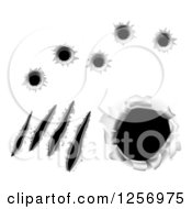 Clipart Of Bullet Holes And Scratches Through Metal Royalty Free Vector Illustration by AtStockIllustration