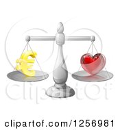 Poster, Art Print Of 3d Silver Scales Balancing Euros And Love