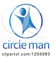 Poster, Art Print Of Blue Man In A Ring Or Cyr Wheel Logo With Text