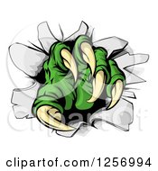 Poster, Art Print Of Green Monster Claw Breaking Through A Wall