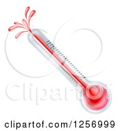 Clipart Of A Hot Thermometer Exploding Out Of The End Royalty Free Vector Illustration by AtStockIllustration