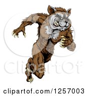 Poster, Art Print Of Muscular Raccoon Man Mascot Running Upright