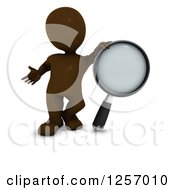 Poster, Art Print Of 3d Brown Man With A Giant Magnifying Glass