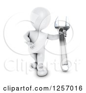 Clipart Of A 3d White Man With A Giant Wrench Royalty Free Illustration by KJ Pargeter