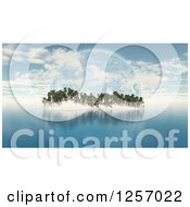 Poster, Art Print Of 3d Tropical Island With Palm Trees And A Fictional Planet
