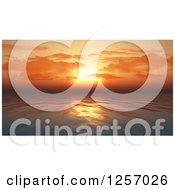 3d Orange Sunset Sky Over An Ocean