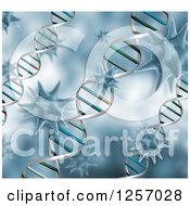Clipart Of A 3d Medical Background Of Dna Strands And Viruses Royalty Free Illustration