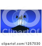 Poster, Art Print Of 3d Tropical Island With A Full Moon And Calm Seas At Night
