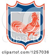 Poster, Art Print Of Rooster In An Orange Gray Blue And White Shield