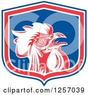 Clipart Of A Rooster In A Red White And Blue Shield Royalty Free Vector Illustration
