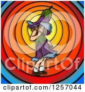 Gentian Flower Girl Over Colorful Circles
