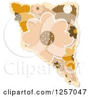 Poster, Art Print Of Torn Piece Of Brown Floral Scrapbooking Paper On White