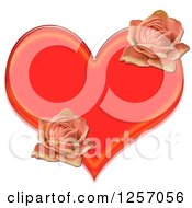 Poster, Art Print Of Red Heart And Pink Roses
