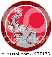 Poster, Art Print Of Mad Elephant In A Red And White Circle