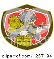 Poster, Art Print Of Navy Seal Animal Holding An Armalite M16 Firearm In A Shield