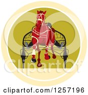 Poster, Art Print Of Retro Jockey Racing A Horse Cart In A Circle