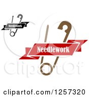 Clipart Of Safety Pin Withs Ribbon Needlework Banners Royalty Free Vector Illustration
