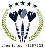 Clipart Of A Laurel Wreath With Stars And Throwing Darts Royalty Free Vector Illustration