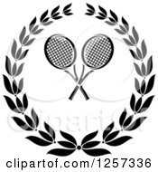 Poster, Art Print Of Black And White Laurel Wreath With Crossed Tennis Rackets