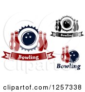 Clipart Of Bowling Banners With Pins And Balls Royalty Free Vector Illustration