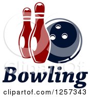 Clipart Of A Bowling Ball With Two Pins Over Text Royalty Free Vector Illustration
