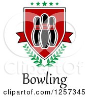 Clipart Of A Bowling Shield With Laurels And Stars Over Text Royalty Free Vector Illustration