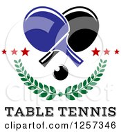 Clipart Of A Ping Pong Ball And Table Tennis Paddles Over Branches Stars And Text Royalty Free Vector Illustration