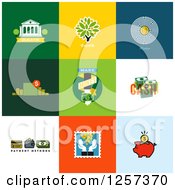 Poster, Art Print Of Banking And Finance Icons On Colorful Tiles