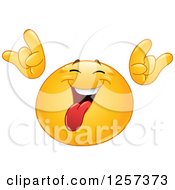 Poster, Art Print Of Smiley Emoticon Sticking His Tongue Out And Gesturing Rock On