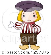 Clipart Of A Cute Dutch Boy Presenting Royalty Free Vector Illustration