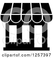 Clipart Of A Black And White Store Or Shop Building Royalty Free Vector Illustration