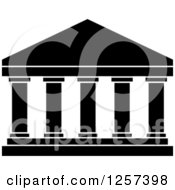 Clipart Of A Black And White Temple Royalty Free Vector Illustration